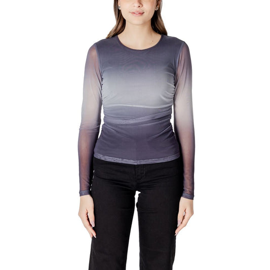 ICHI Gray Polyester Long Sleeve T-Shirt ICHI
