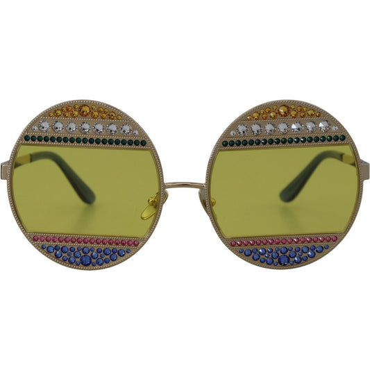 Crystal Embellished Gold Oval Sunglasses Dolce & Gabbana