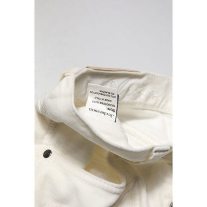 Jeckerson White Cotton Stretch Straight Fit Men Denim Jeans Jeckerson