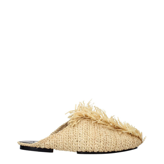 Jil Sander Beige Raffia Slippers