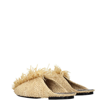 Jil Sander Beige Raffia Slippers