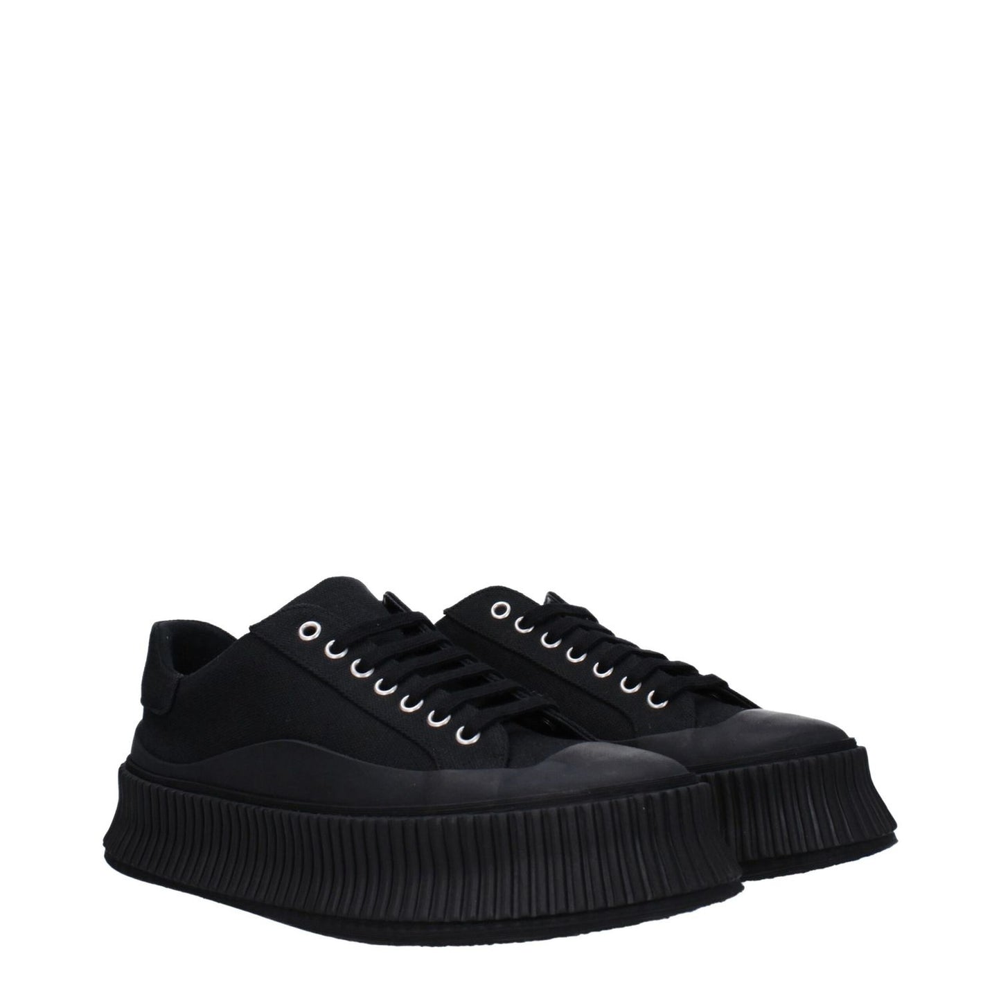 Jil Sander Black Fabric Platform Sneakers