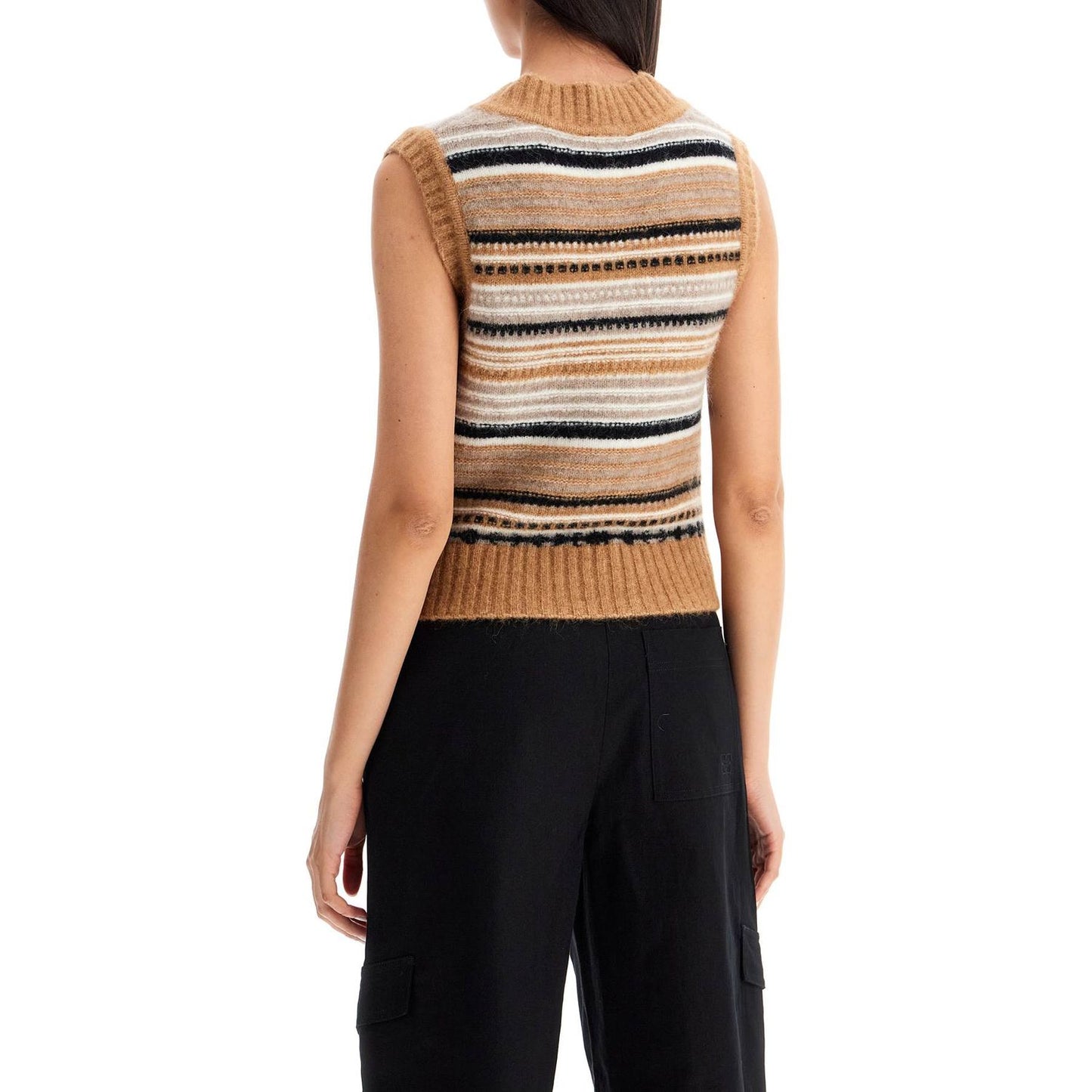 Ganni "soft striped knit vest with a comfortable