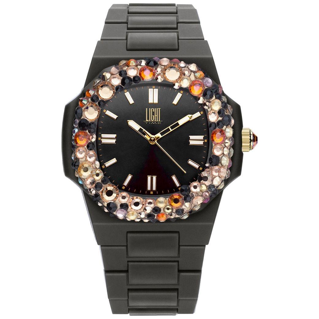 LIGHT TIME Mod. VELVET NAUTILUS - Black Rainbow Strass Category-Watches,Gender-Men,Gender-Women,Lady,Lady Ready Stocked Watches,READY STOCKED WATCHES,Subcategory-WatchesMen,Subcategory-WatchesWomen,Watches,Watches - Accessories,Watches for Women - Watches
