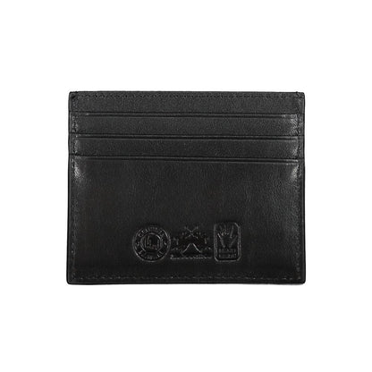 La Martina Black Leather Men Wallet Holder