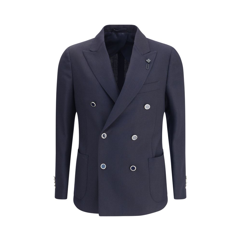 Lardini Blue Fleece Wool Blazer Lardini
