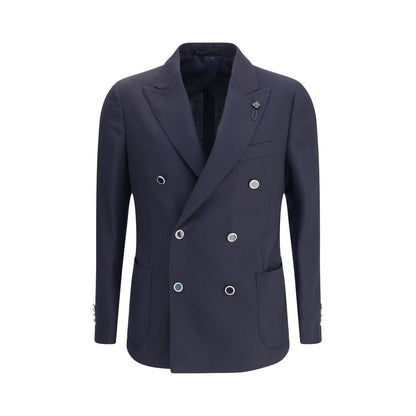 Lardini Blue Fleece Wool Blazer Lardini