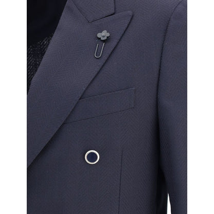 Lardini Blue Fleece Wool Blazer Lardini