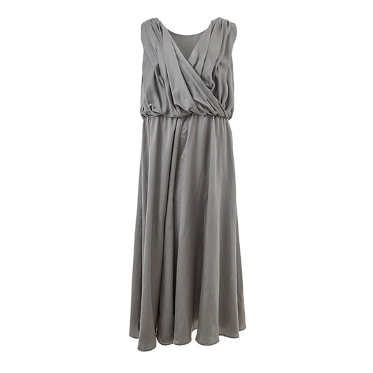 Lardini Gray Silk Casual Dress Lardini