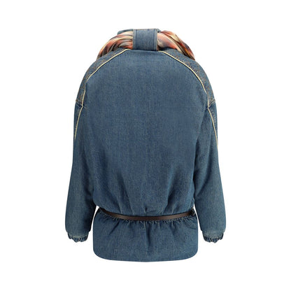 MARBELL Blue Leather Denim Jacket MARBELL