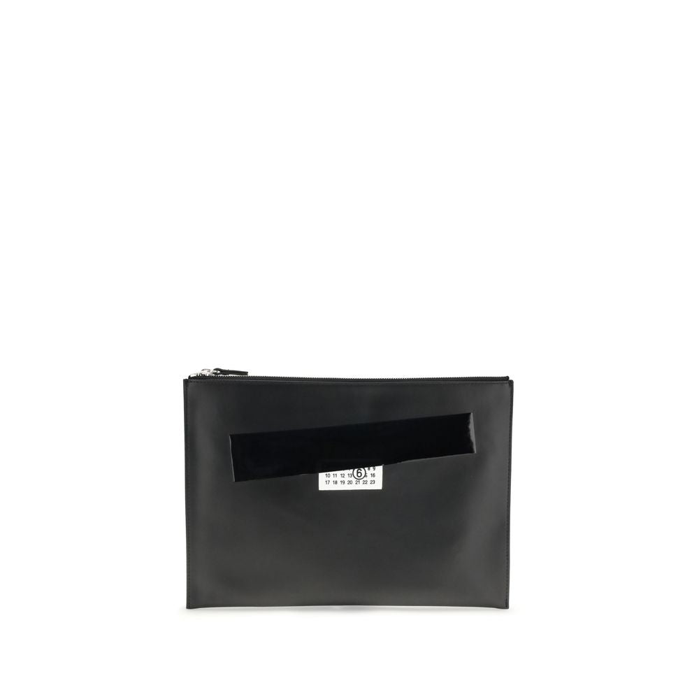 MM6 Black Calf Leather Bos Taurus Clutch Bag MM6