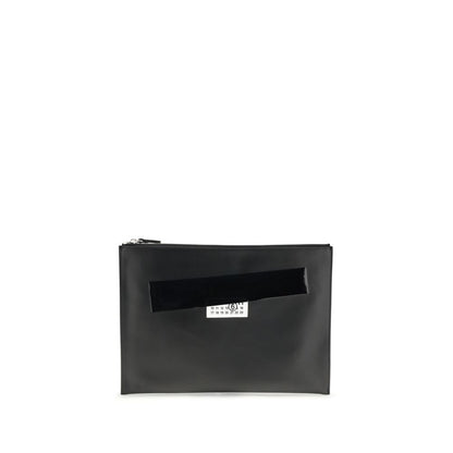 MM6 Black Calf Leather Bos Taurus Clutch Bag MM6