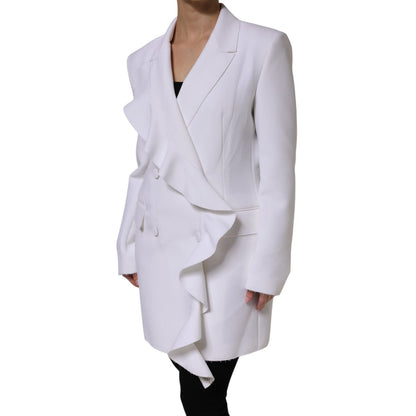 MSGM White Polyester Long Sleeves Ruffled Wrap Jacket MSGM