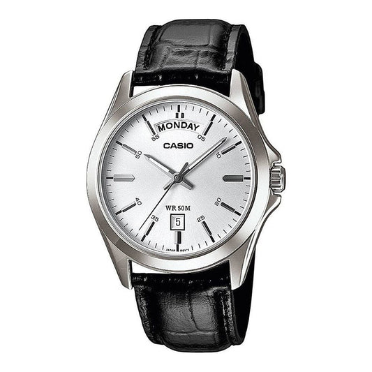 CASIO COLLECTION Mod. DAY DATE - LEATHER, WHITE-0