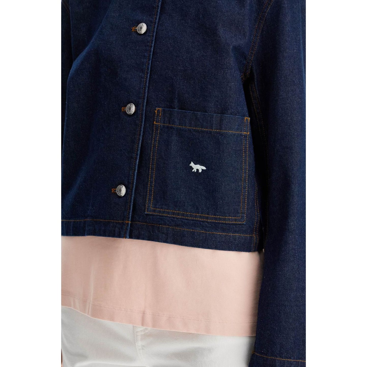 Maison Kitsune cropped denim jacket for women Jackets Maison Kitsune