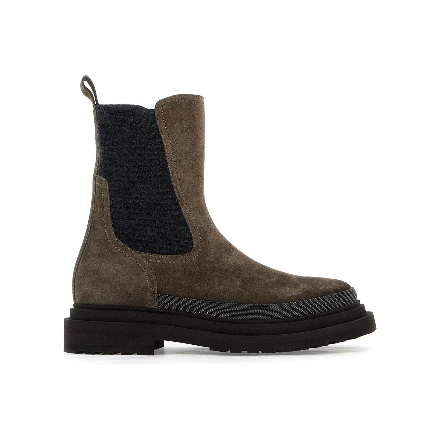 Brunello Cucinelli chelsea suede ankle boots with precious contour Boots Brunello Cucinelli