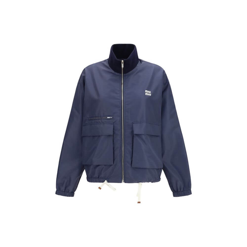 Miu Miu Blue Polyester Full-Length Jacket