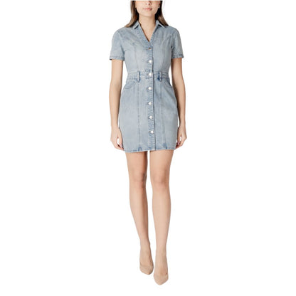 Morgan De Toi Blue Cotton Midi Dress