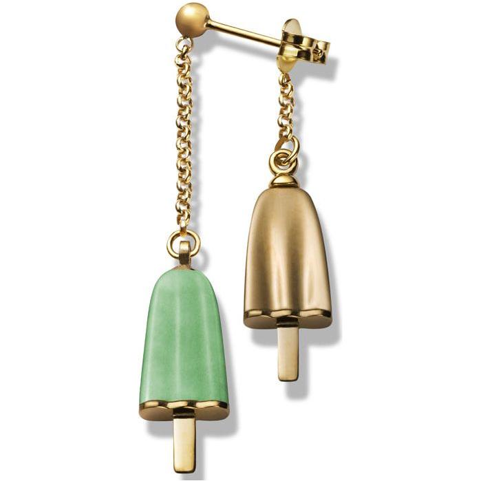 AMBROSINI JEWELS -  ORECCHINI doppi ARGENTO 925° ghiacciolo finitura rosé pietra verde DESIGNER FASHION JEWELLERY AMBROSINI JEWELS