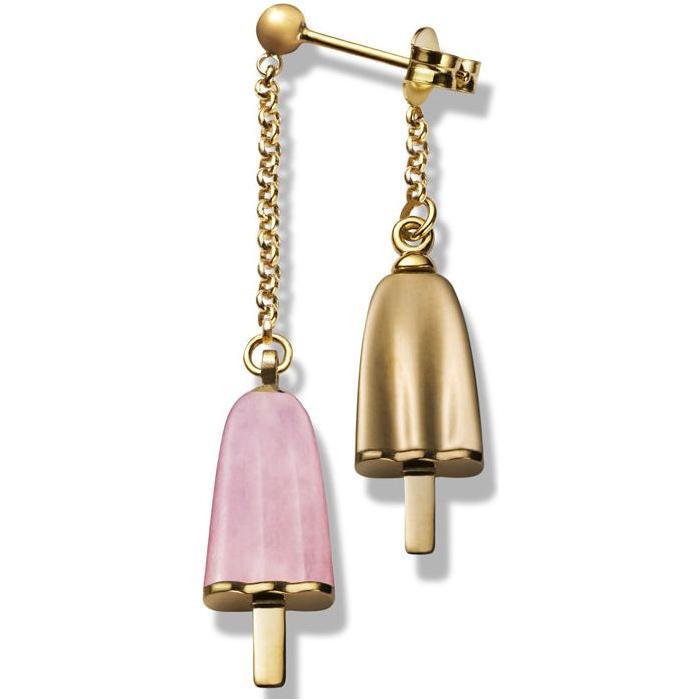 AMBROSINI JEWELS -  ORECCHINI doppi ARGENTO 925° ghiacciolo finitura rosé pietra rosa DESIGNER FASHION JEWELLERY AMBROSINI JEWELS