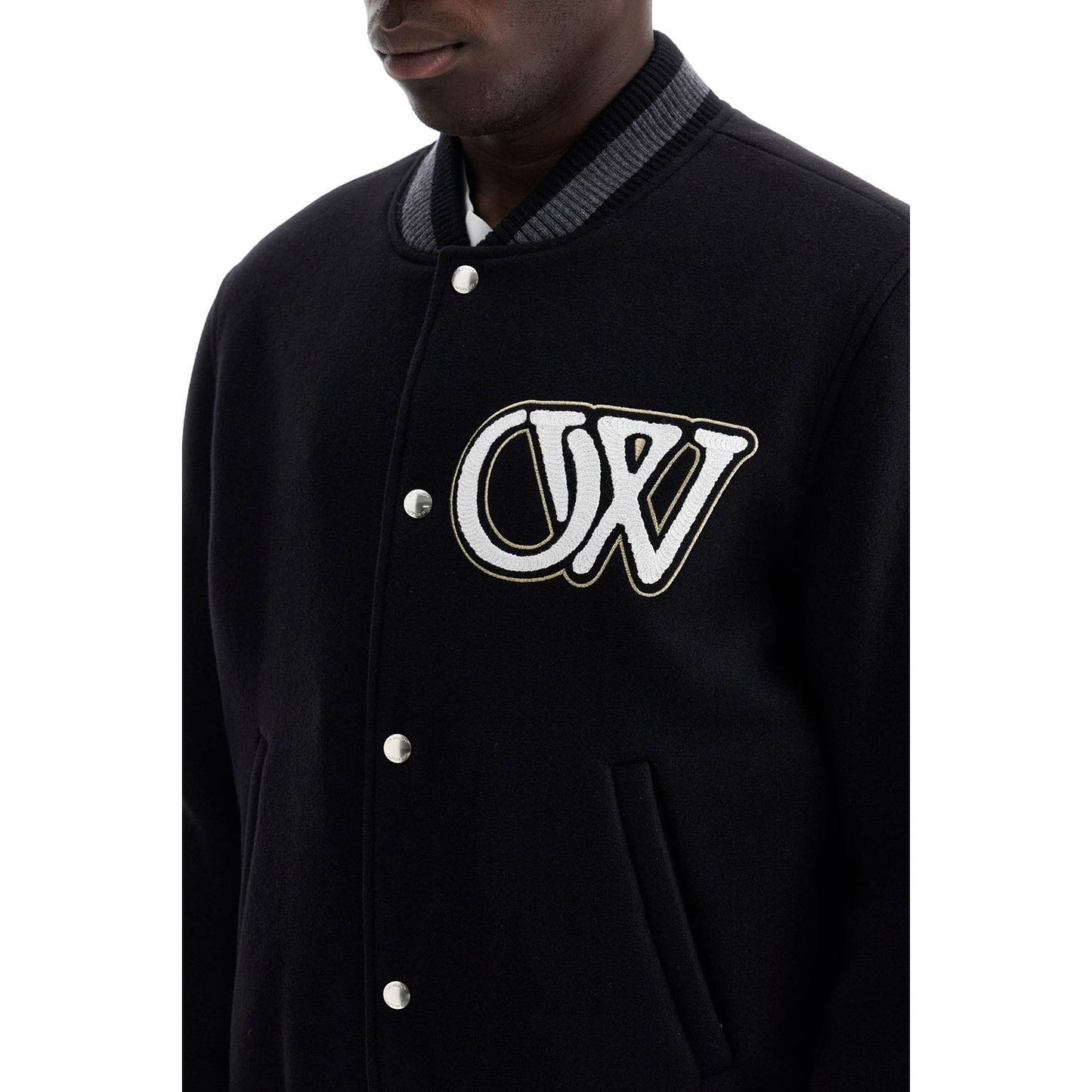 Off White Off-White embroidered lettering varsity Jackets Off White