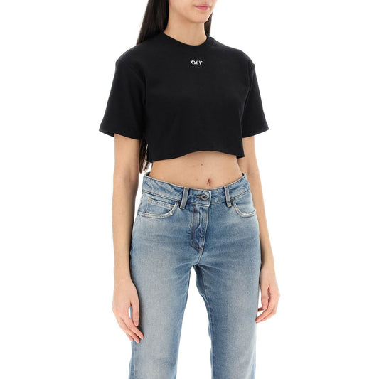 Off White Off-White cropped t-shirt with off embroidery Topwear Off White