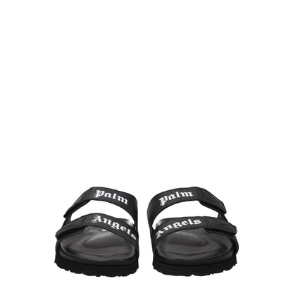 Palm Angels Black Leather Slippers