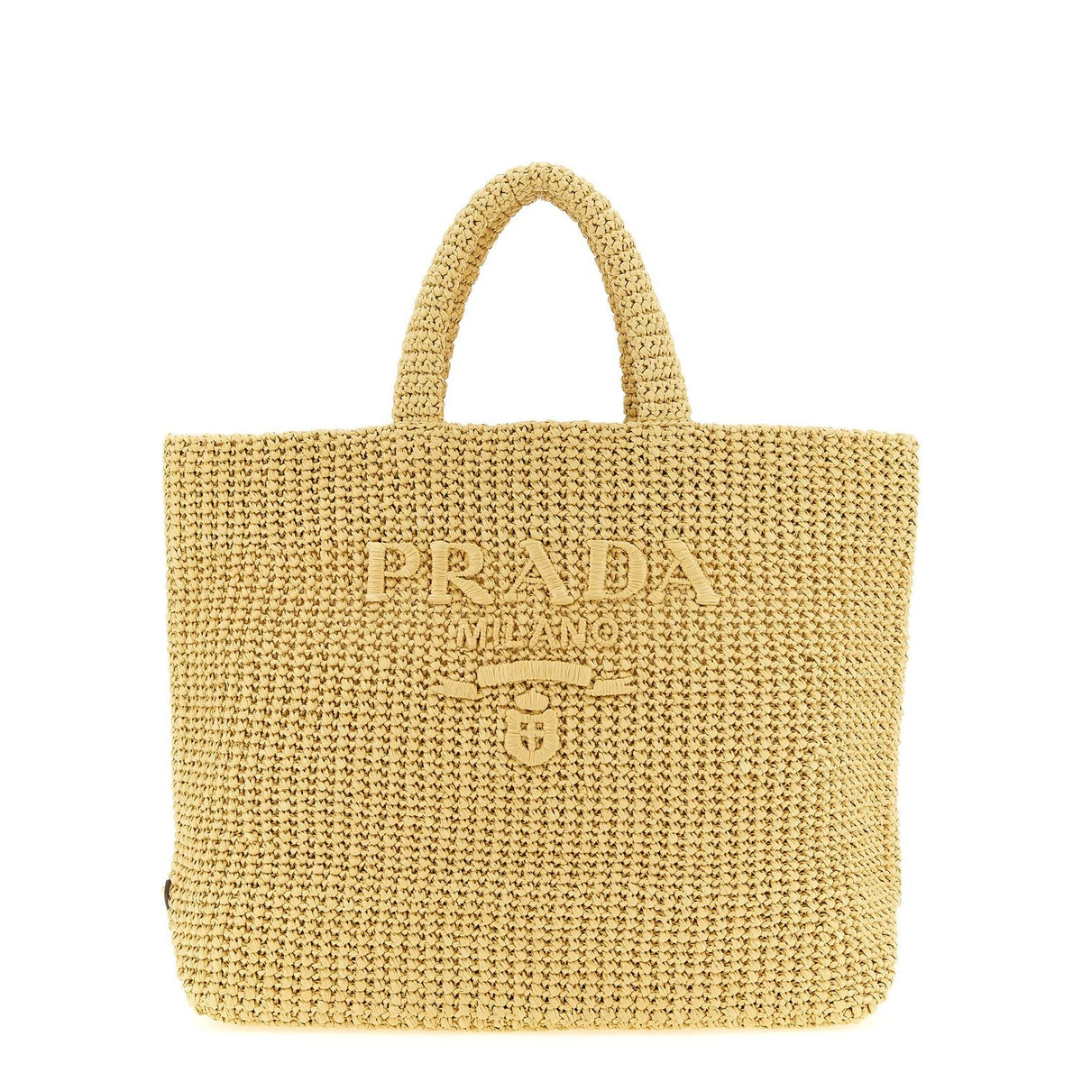 Prada Beige Raffia Tote Bag