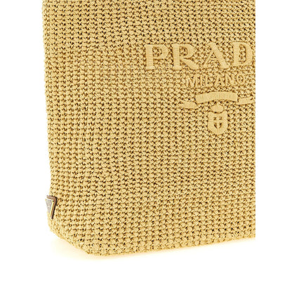 Prada Beige Raffia Tote Bag