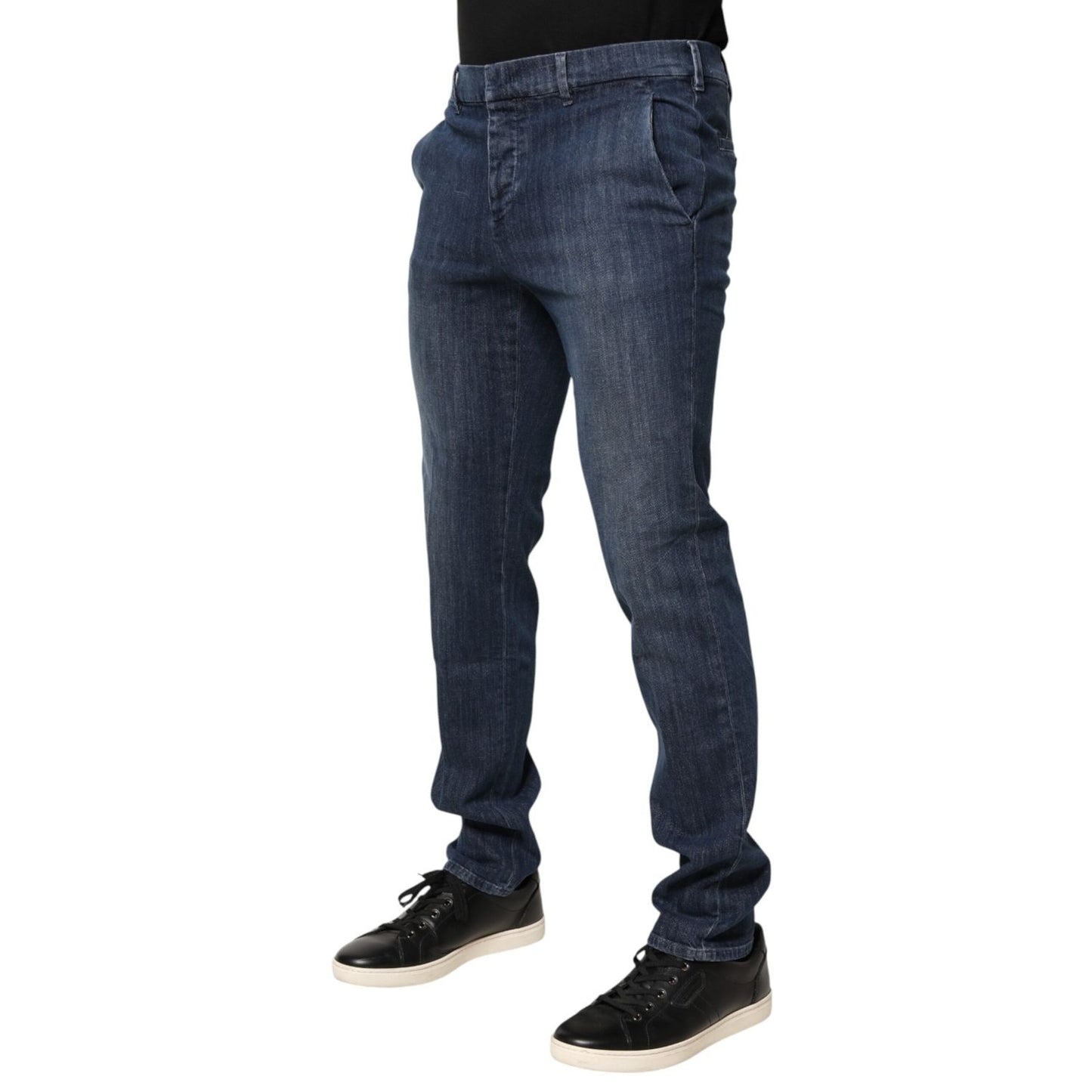 Prada Dark Blue Mid Waist Skinny Fit Men Denim Trouser Jeans