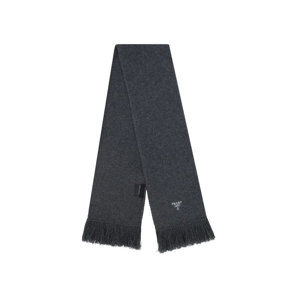 Prada Gray Cashmere Scarf 1728,75611013280,Accessories,Gray,Men,New with tags,Prada,Scarves - Accessories,Scarves - Scarves - Accessories