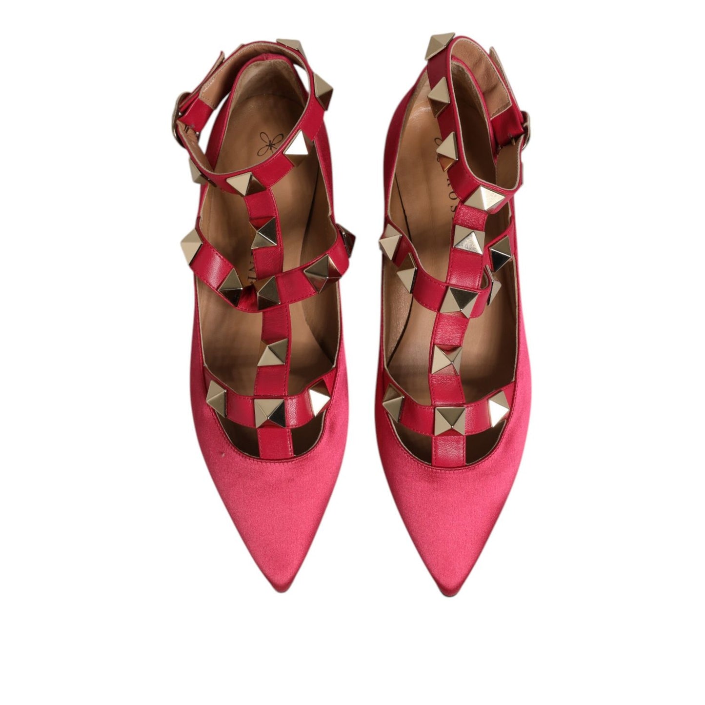 Prosperine Red Gold Studded Pointed Toe Ballet Flats Shoes Prosperine