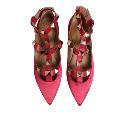 Prosperine Red Gold Studded Pointed Toe Ballet Flats Shoes Prosperine