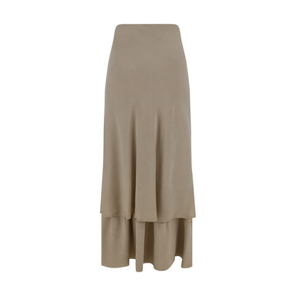 Quira Beige Silk Long Skirt Quira