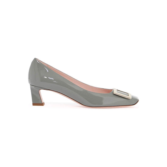 Roger Vivier glossy grey calfskin pumps with square wide heel Pumps Roger Vivier