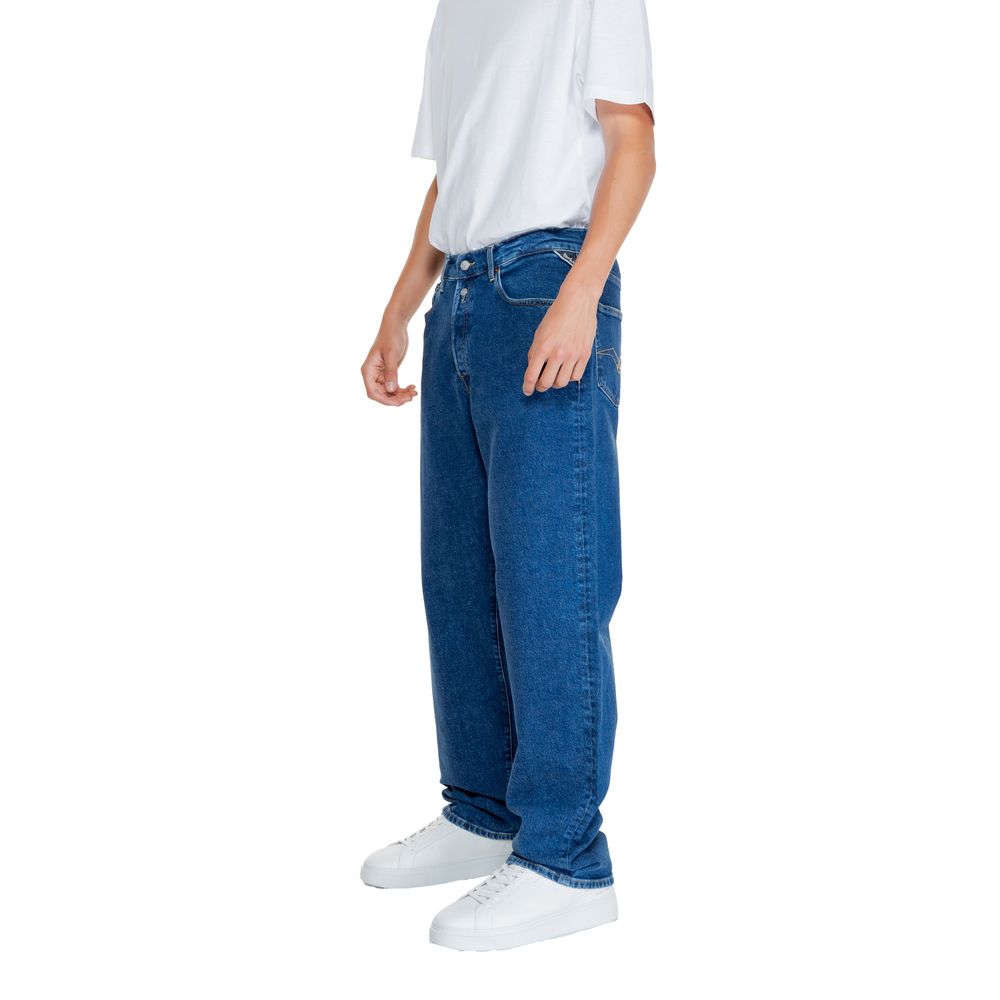 Replay Blue Cotton Relaxed Fit Jeans