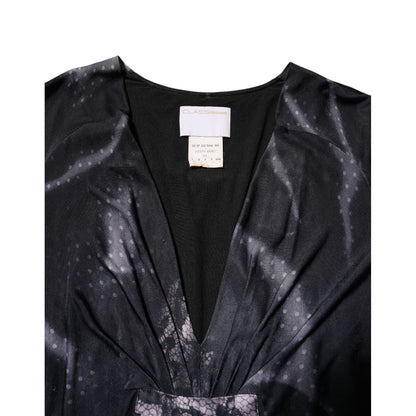 Roberto Cavalli Black Floral Viscose Sheath Midi Dress