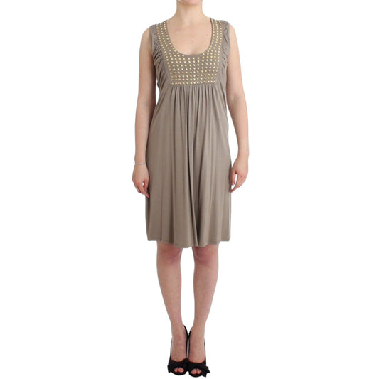 Roccobarocco Khaki studded sheath dress