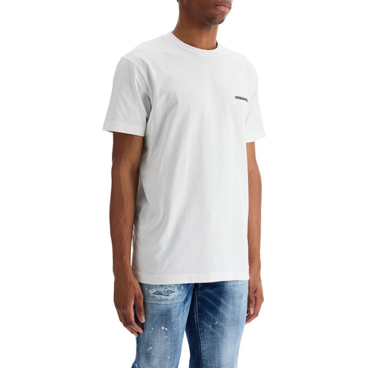 Dsquared2 men's white cotton t-shirt with embroidered logo Topwear Dsquared2