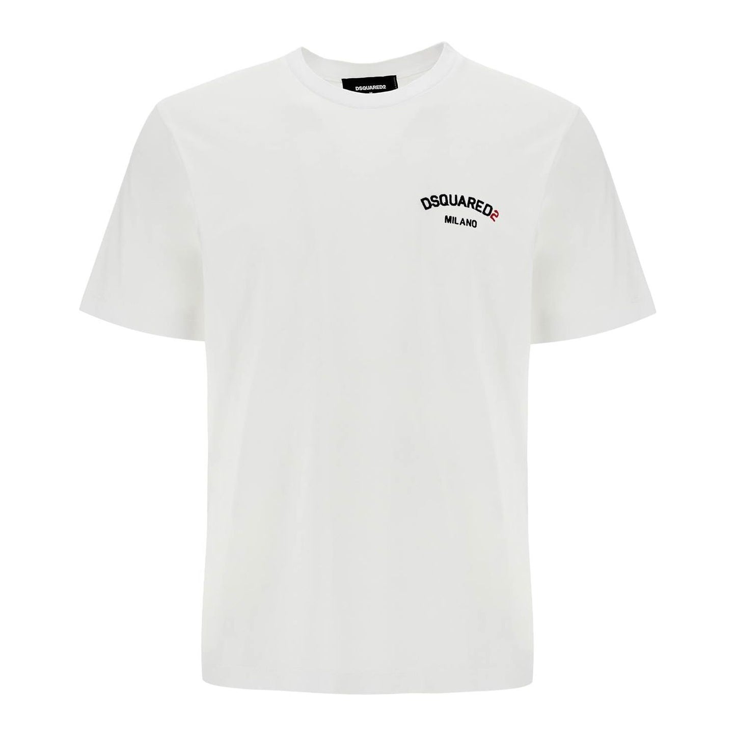 Dsquared2 white cotton t-shirt with embroidered logo Topwear Dsquared2