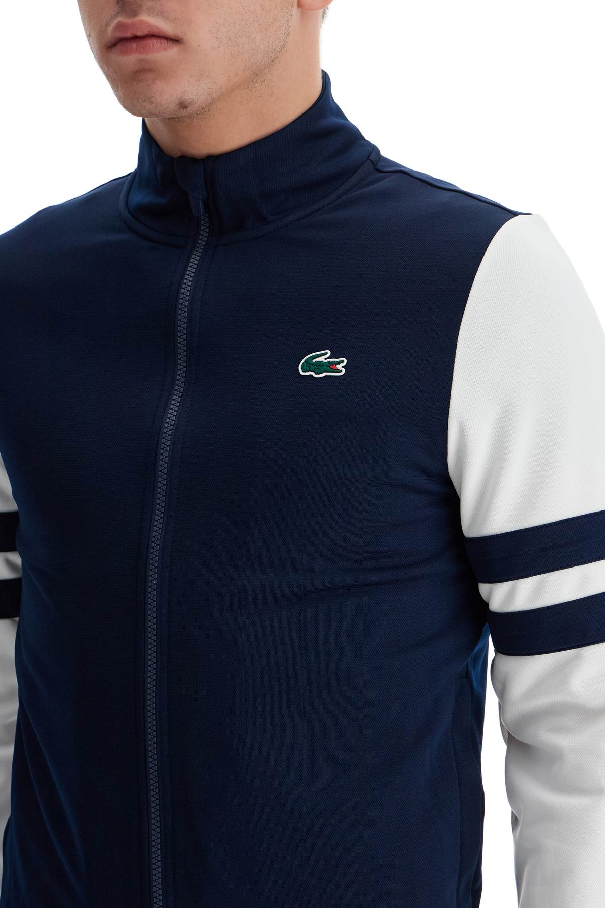 Lacoste full zip sweatshirt with contrasting sleeves