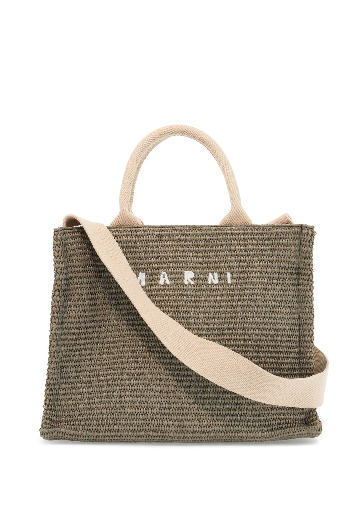 Marni raffia-effect canvas small tote bag Shopper Marni