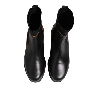 Sacai Black Chelsea Leather Pull On Women Ankle Boots Shoes Sacai