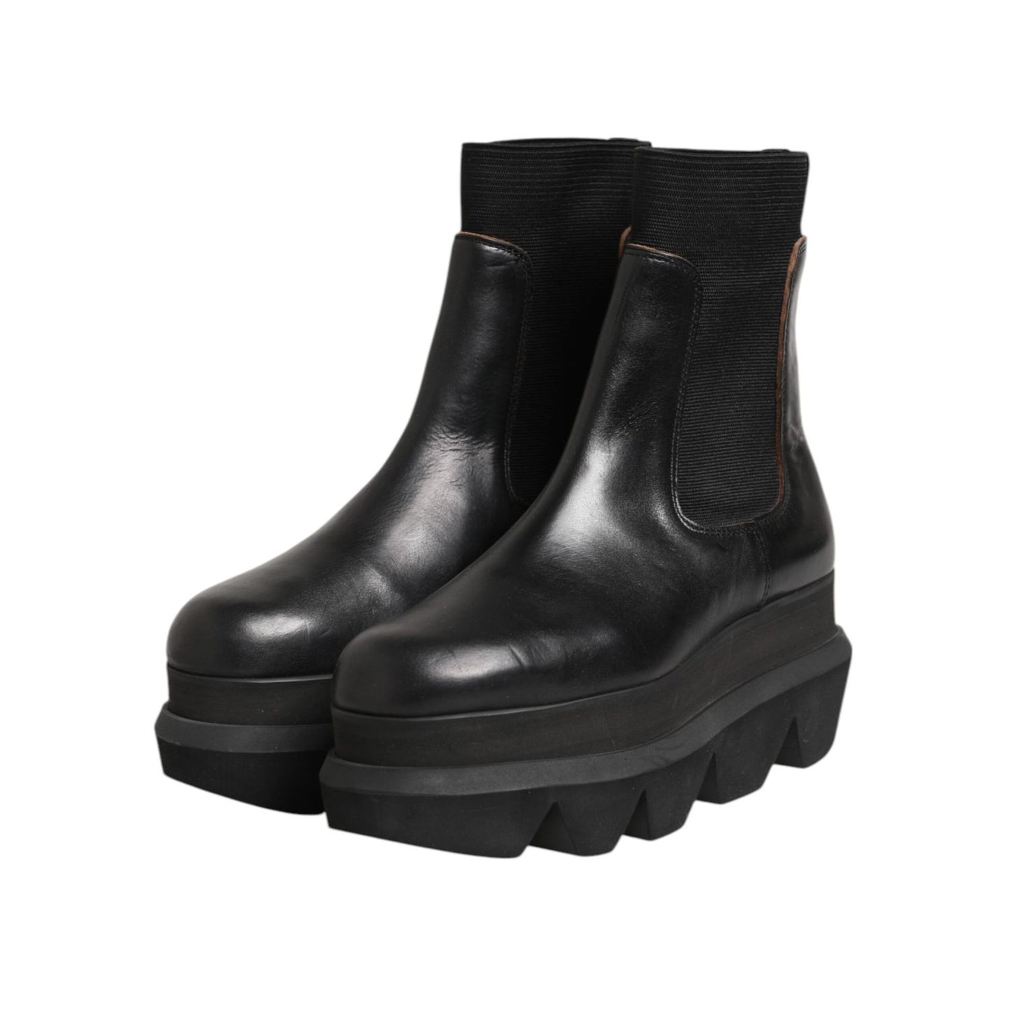 Sacai Black Chelsea Leather Pull On Women Ankle Boots Shoes Sacai