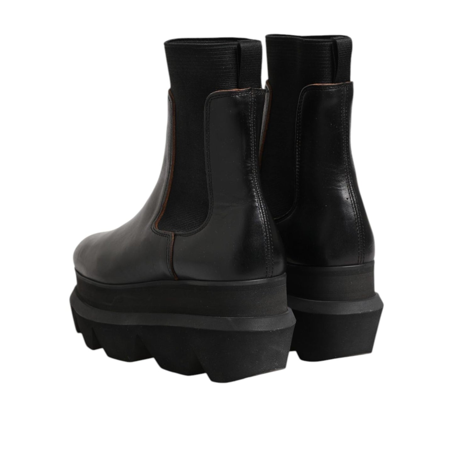 Sacai Black Chelsea Leather Pull On Women Ankle Boots Shoes Sacai