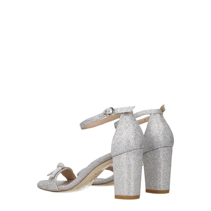 Stuart Weitzman Gray Fabric Platform Sandals
