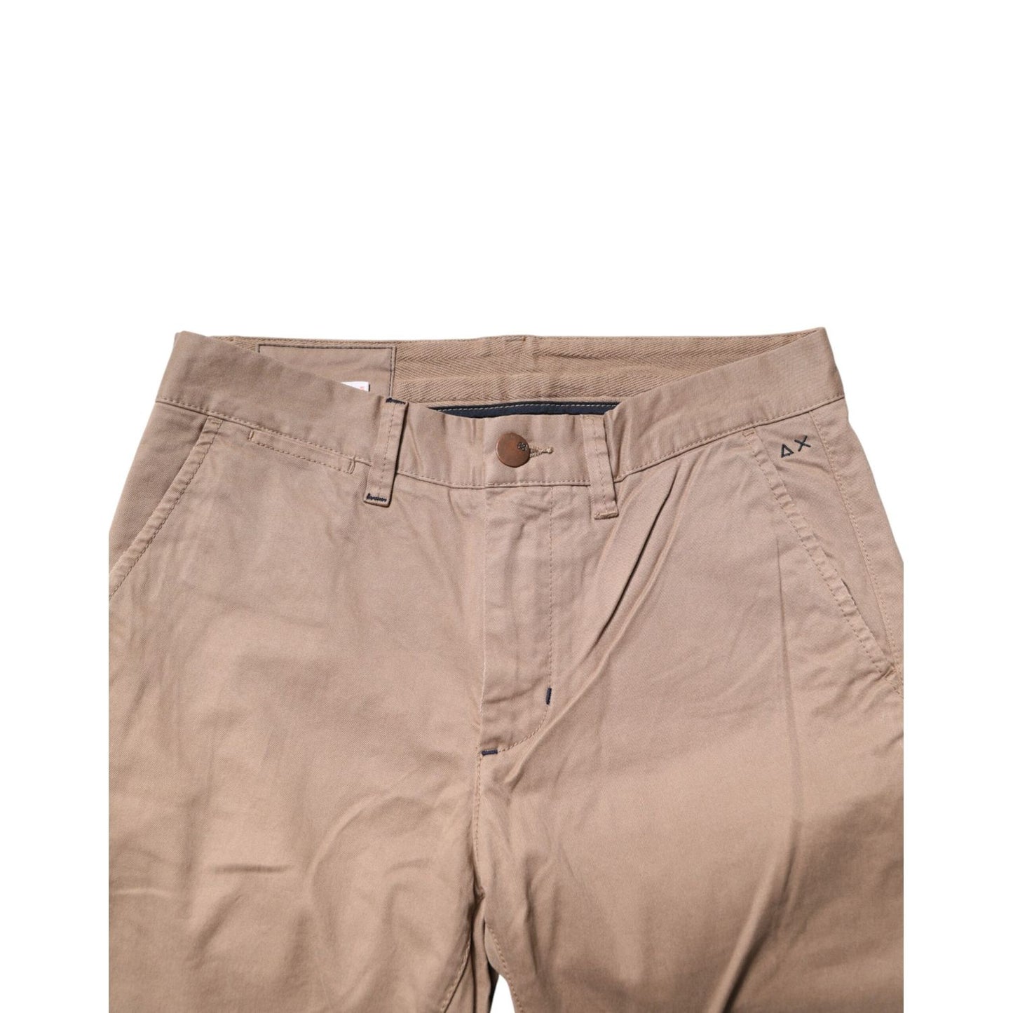 Sun68 Beige Cotton Mid Waist Straight Men Chino Trouser Pants Sun68