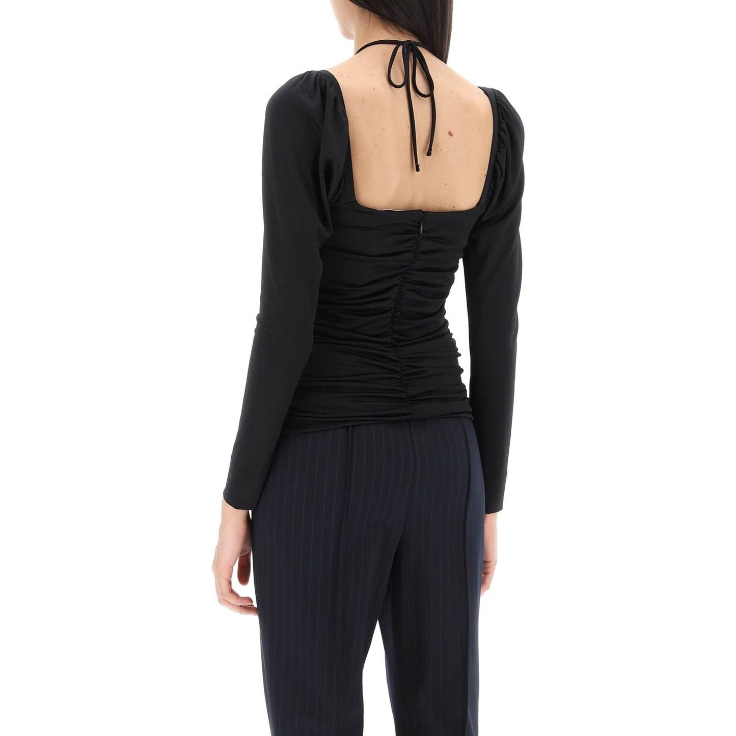 Ganni ruched top with halterneck Topwear Ganni