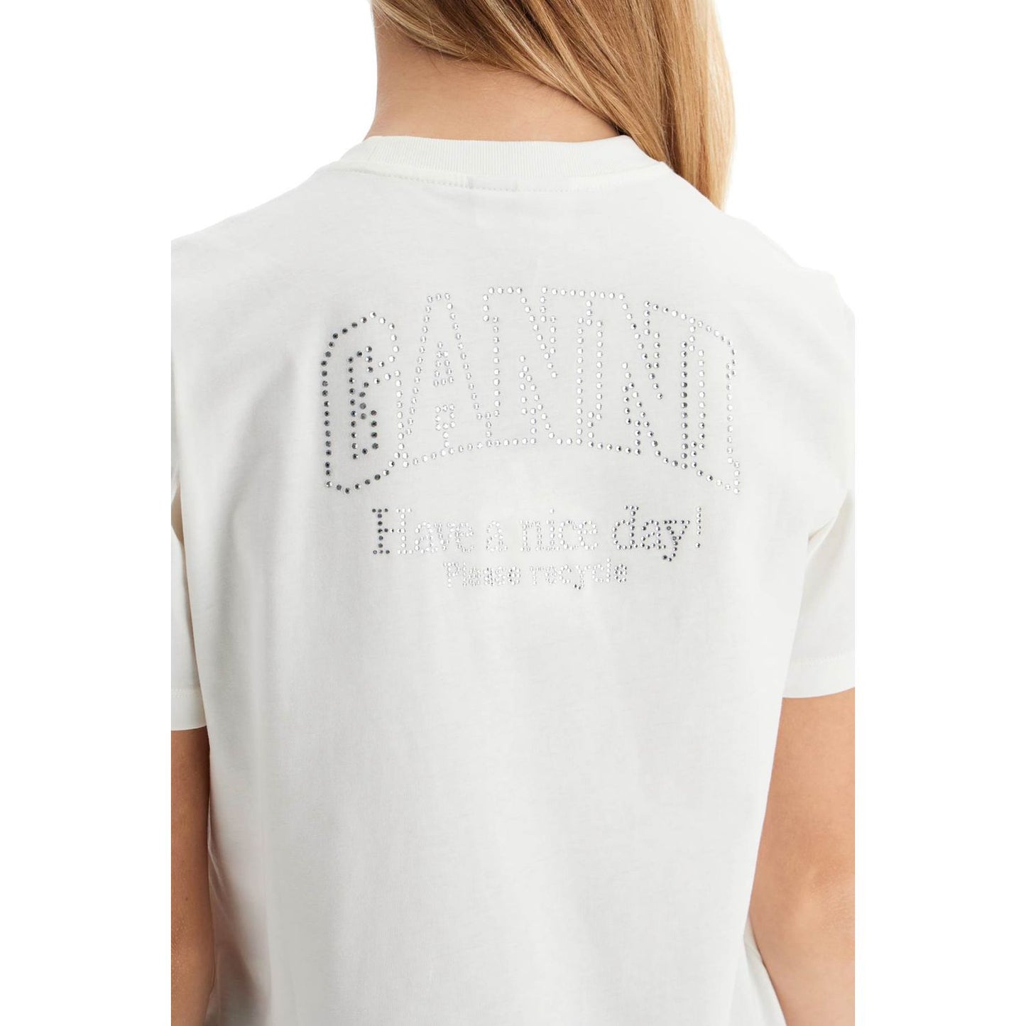 Ganni 'logo rhinestone t-shirt Topwear Ganni