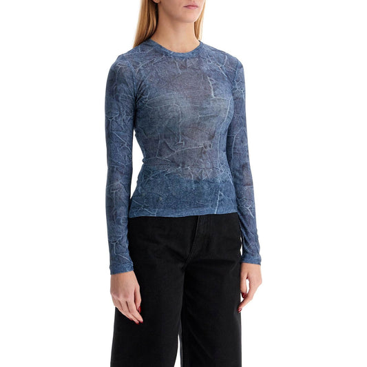 Ganni long-sleeved denim effect top for Topwear Ganni